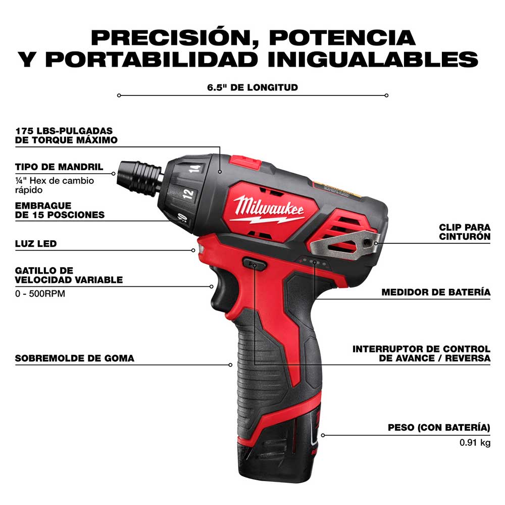 2401-20 DESTORNILLADOR HEXAGONAL DE 1/4" M12™ HERRAMIENTA SOLA - Imagen 3