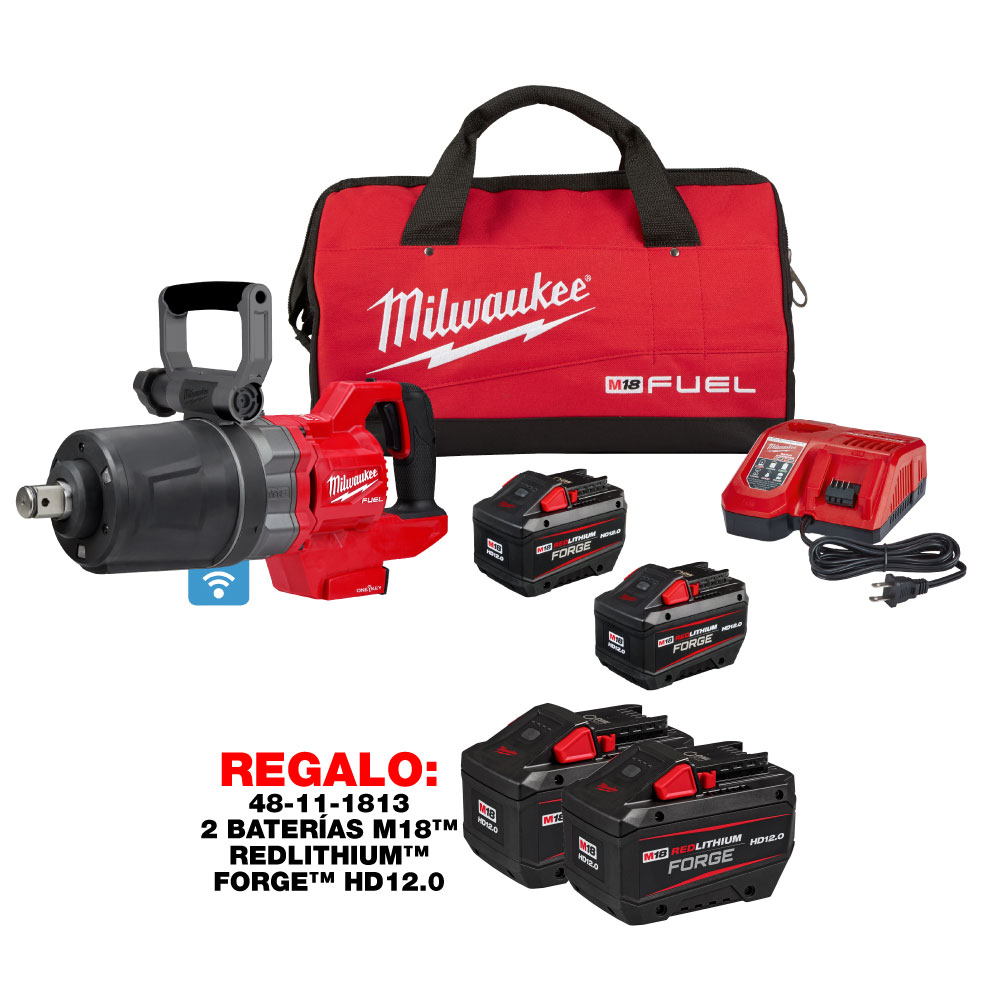 2868-22HD KIT DE LLAVE DE IMPACTO M18 FUEL™ DE ALTO TORQUE CON MANGO EN D Y ONE-KEY™ DE 1” (25.4MM)