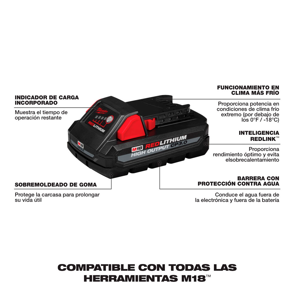 48-11-1837 KIT DE DOS BATERIAS MILWAUKEE M18 HIGH OUTPUT CP3.0 - Imagen 3