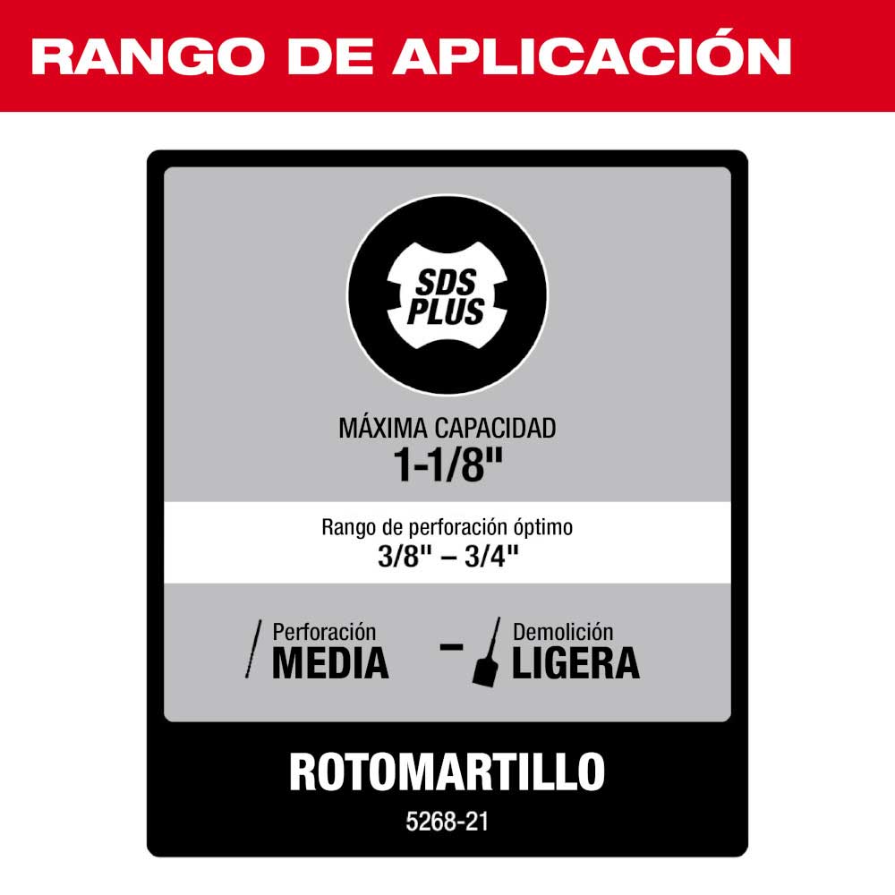 5268-21 ROTOMARTILLO ALÁMBRICO SDS PLUS DE 1-1/8" CON MOTOR DE 8 AMPERIOS + MALETA DE ALMACENAJE. - Imagen 2