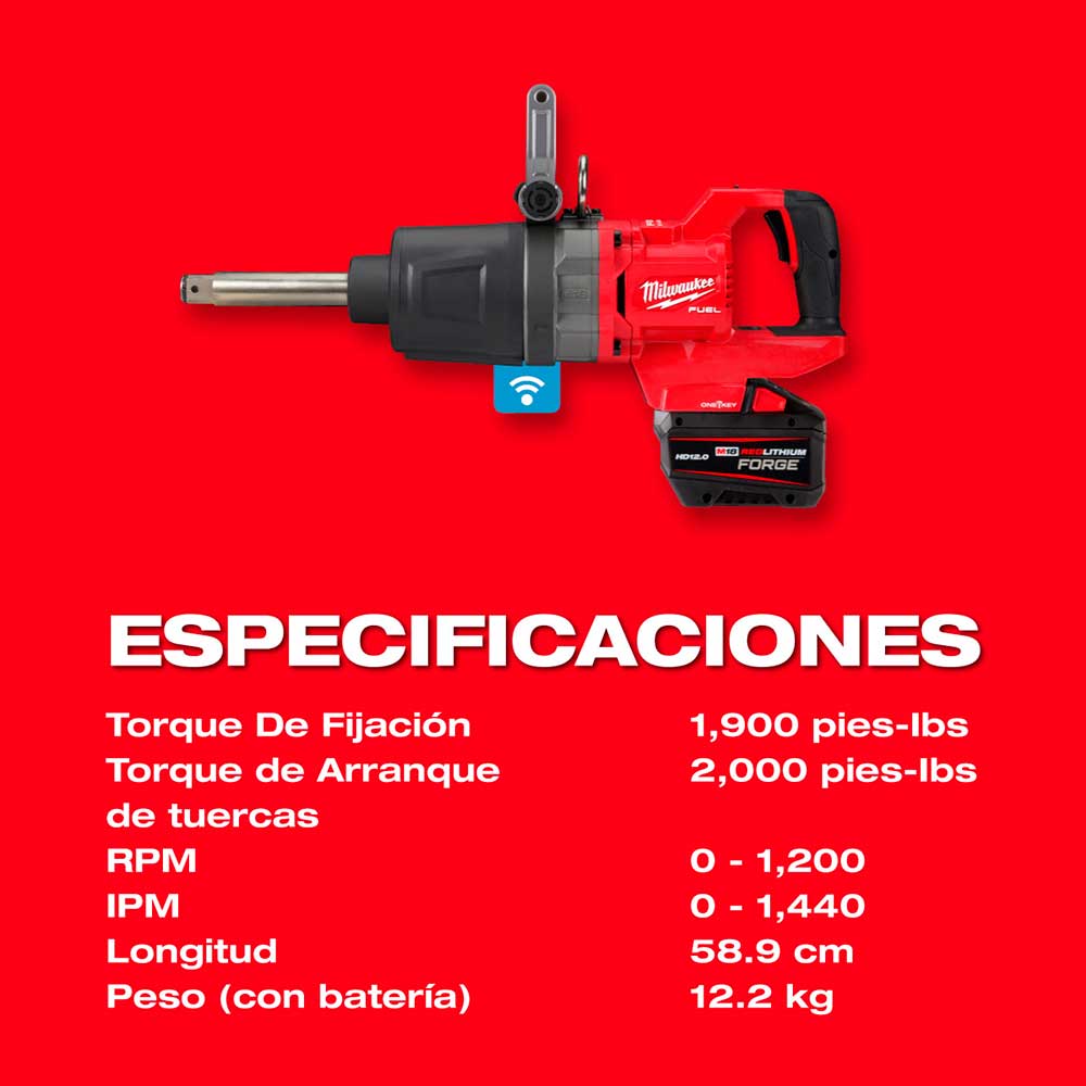2869-22HD LLAVE DE IMPACTO DE ALTO TORQUE ANVIL, MANGO EN FORMA D, DE 1" M18 FUEL CON ONE KEY (KIT) - Imagen 6