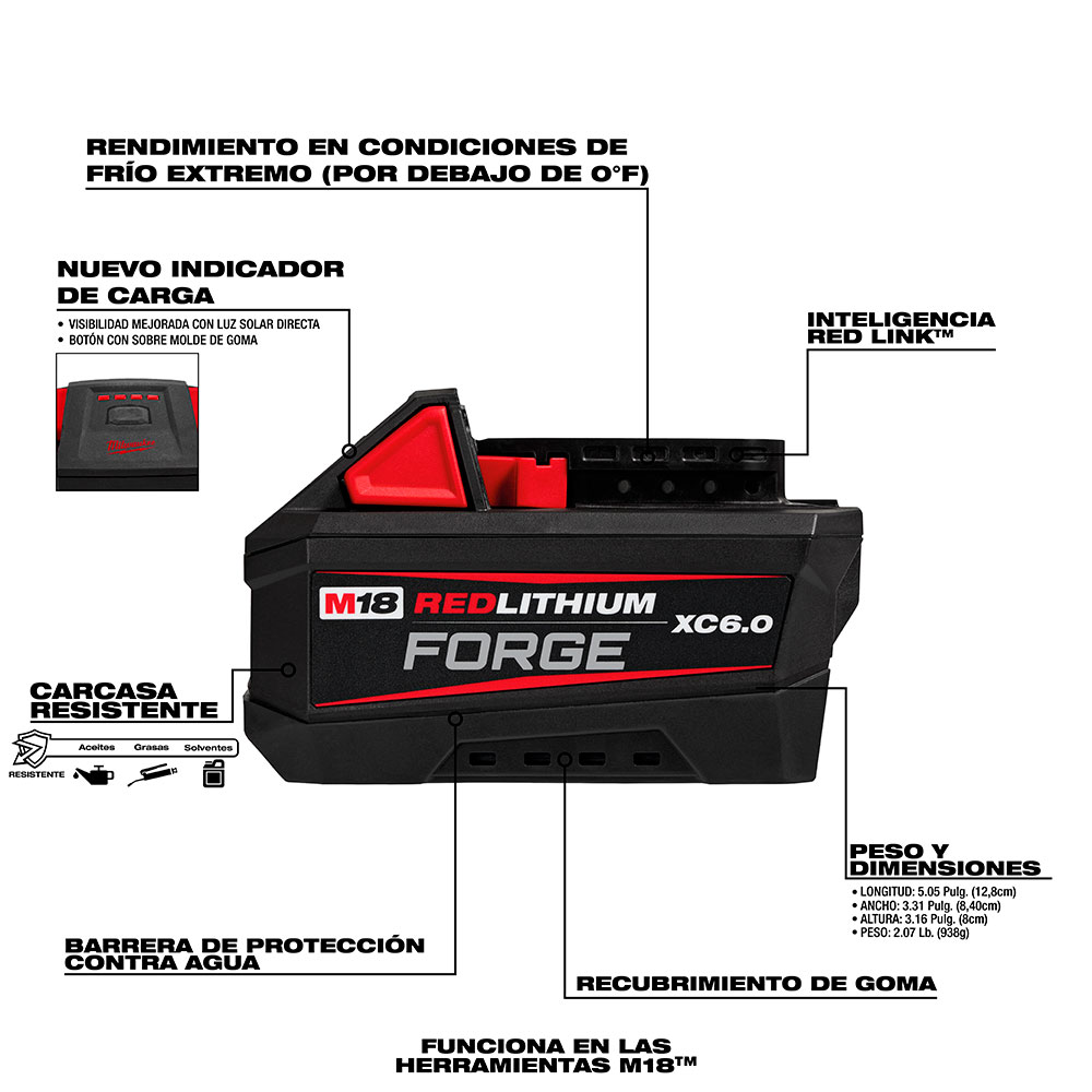48-11-1861 M18 BATERIA REDLITHIUM FORGE XC6.0 - Imagen 4
