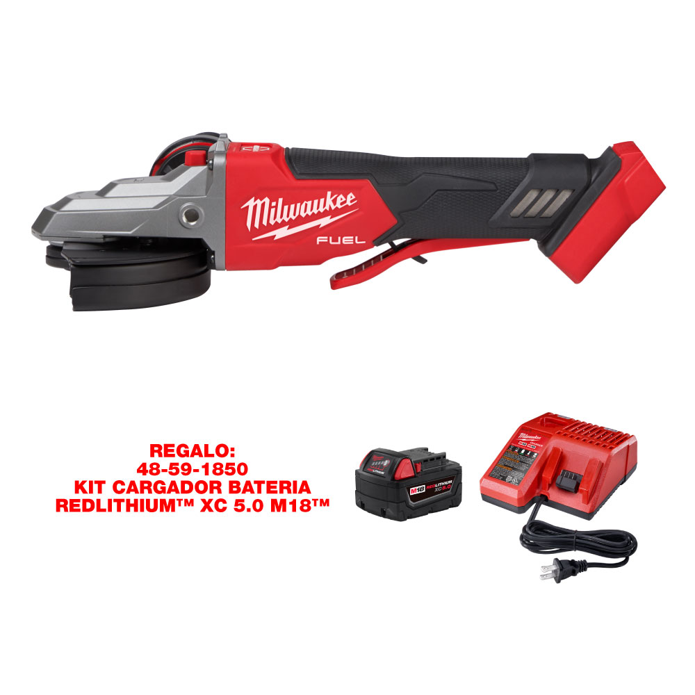 2886-20 Rectificadora con freno de cabeza plana M18 FUEL™ de 5" con interruptor de paleta sin bloqueo