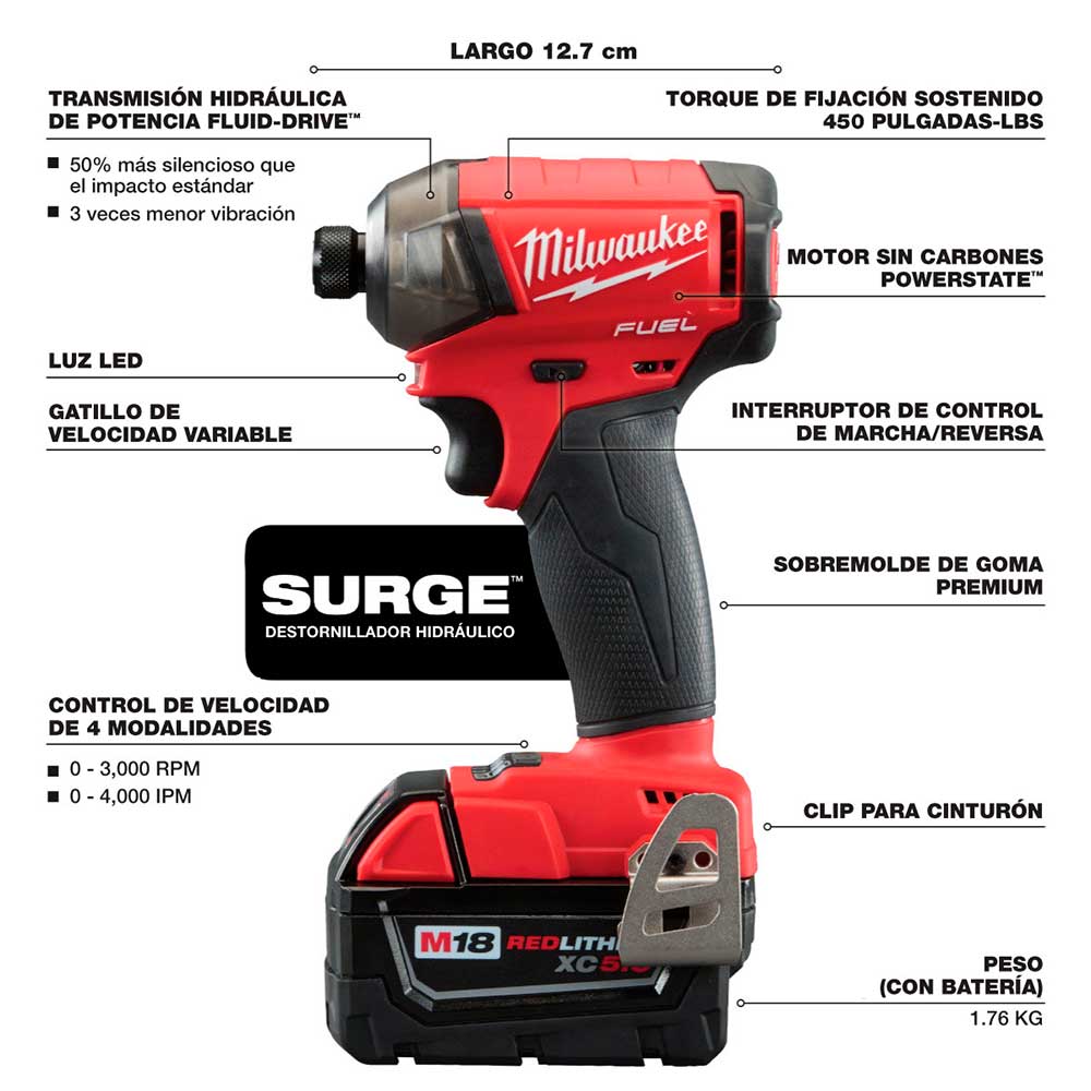 2760-20 DESTORNILLADOR HIDRAULICO 1/4'' M18 - Imagen 4