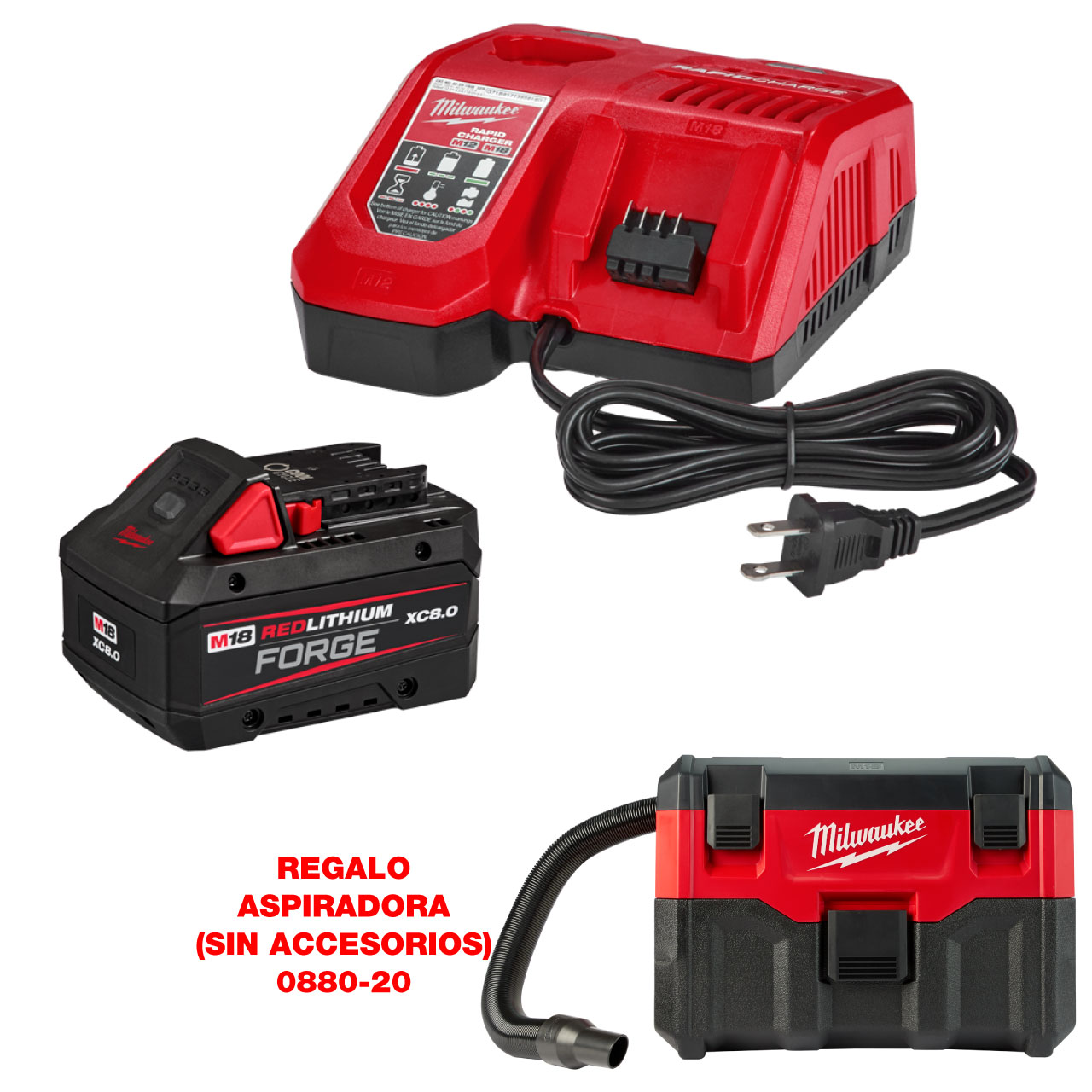 48-59-1881-C CARGADOR MULTIVOLTAJE M18 C/ BATERÍA M18 FORGE XC8.0