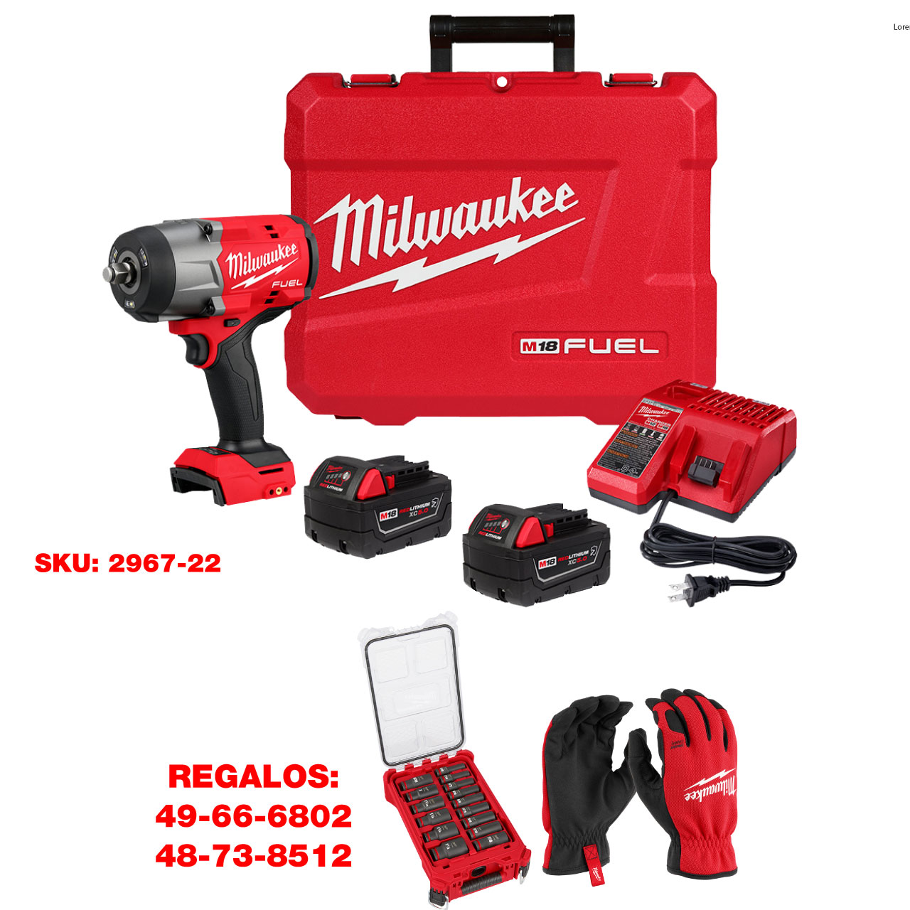 P126-2967 LLAVE DE IMPACTO M18 FUEL™ 1/2" CUADRO DE ALTO TORQUE