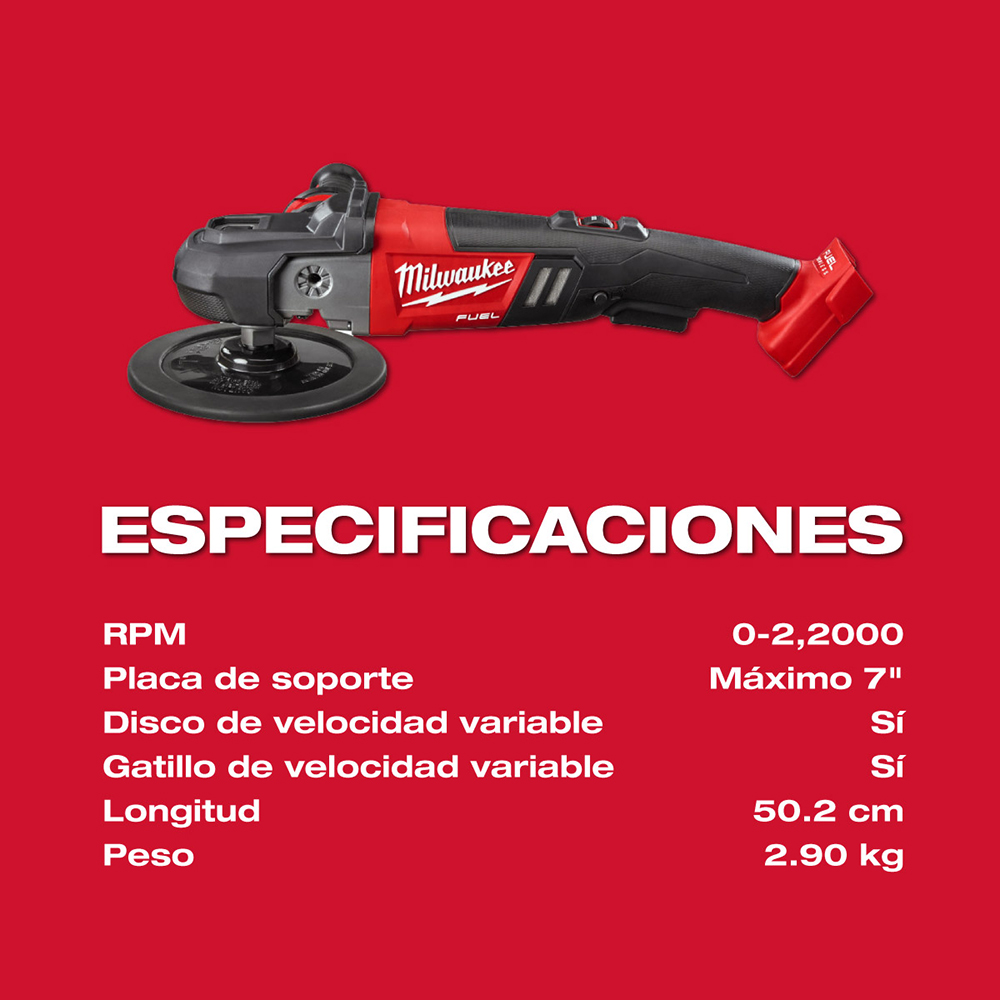 2738-20 PULIDOR DE VELOCIDAD VARIABLE M18™ FUEL™ 7” HERRAMIENTA SOLA - Imagen 5