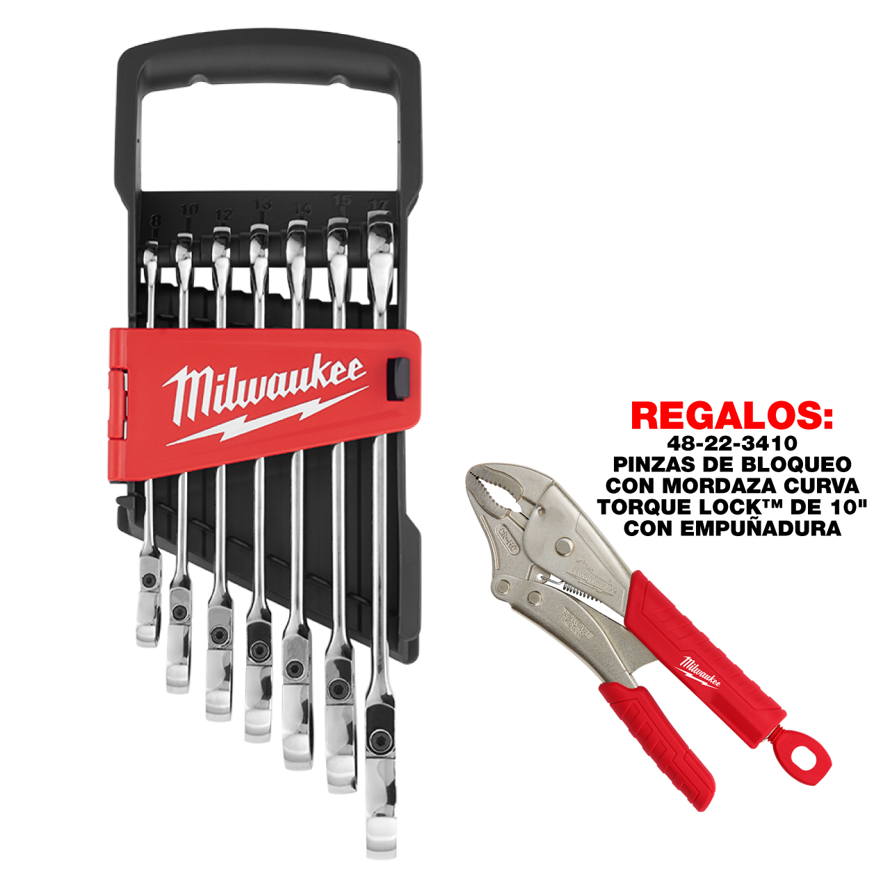 48-22-9529 Llave combinada de trinquete de cabezal flexible - métrica (7 piezas)