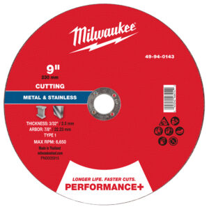 Disco de corte para metal Performance+ 9" x 3/32" x 7/8" – Tipo 1 49940143