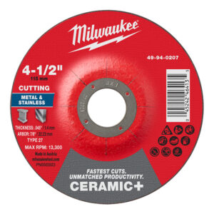 Disco de corte para metal Ceramic+ 4-1/2" x .045" x 7/8" – Tipo 27 49940207
