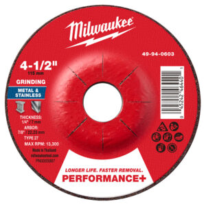 Disco de desbaste para metal Performance+ 4-1/2" x 1/4" x 7/8" – Tipo 27 49940603