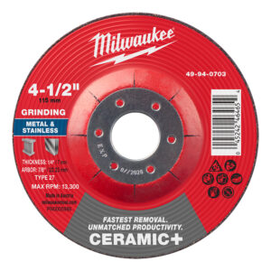 Disco de desbaste para metal Ceramic+ 4-1/2" x 1/4" x 7/8" – Tipo 27 49940703