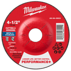 Disco combinado corte y desbaste para metal Performance+ 4-1/2" x 1/8" x 7/8" – Tipo 27 49940903