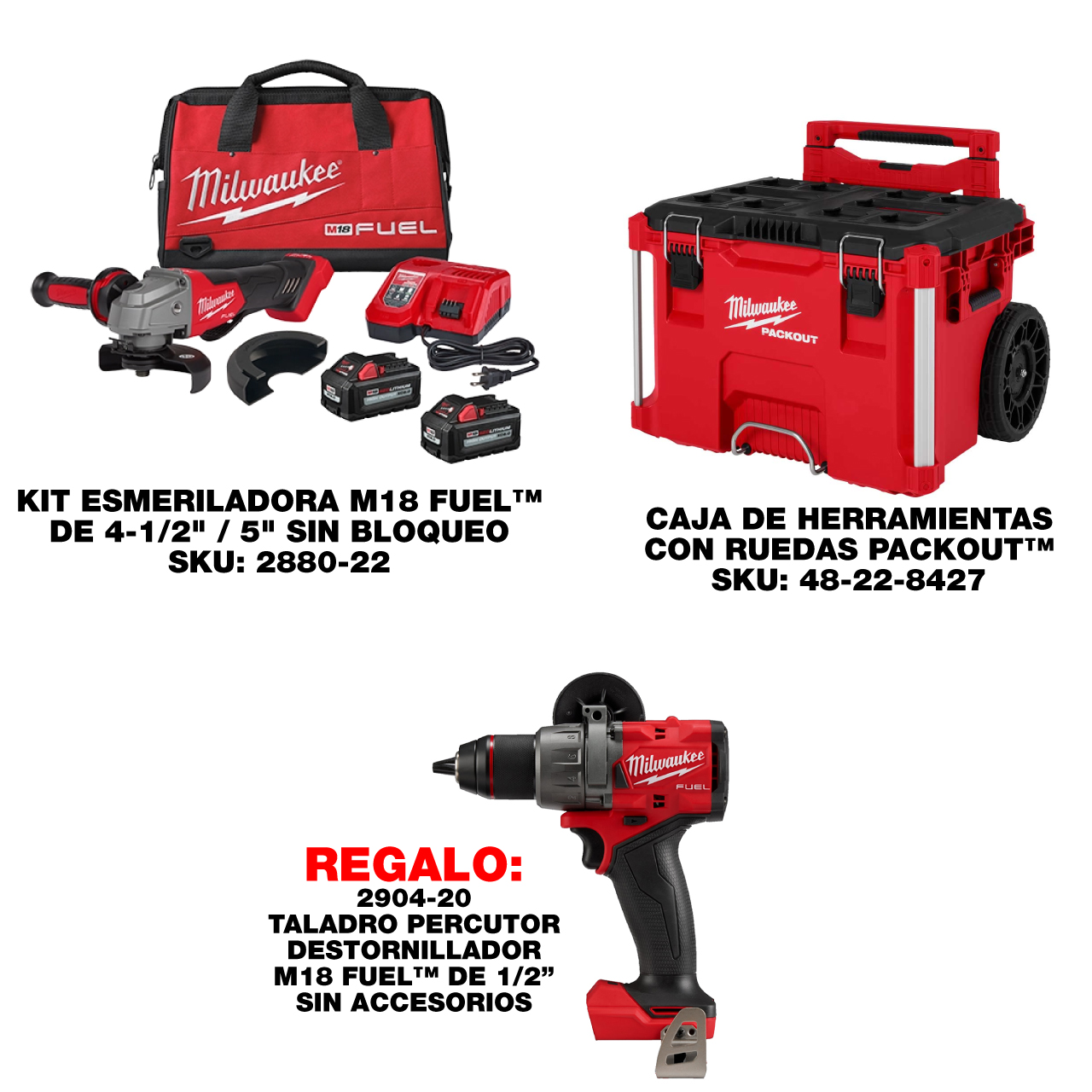 P426-2880 SUPER COMBO Esmeriladora y Caja de Herramientas